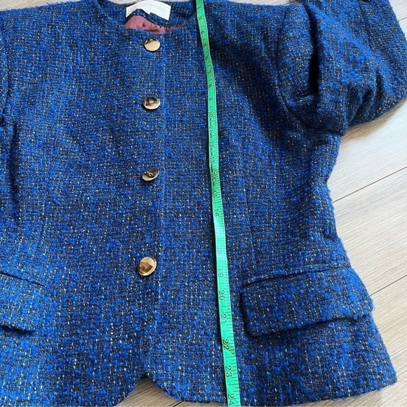 VINTAGE Jones New York Wool Bouclé Blazer, Grey, White and Royal Blue, Medium - Picture 7 of 11